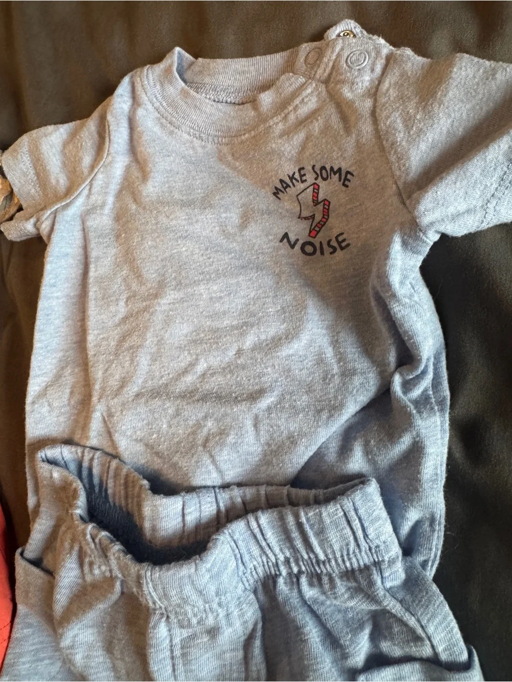 Baby Short Set Duo - Gray Stripe & Light Blue with Coral Shorts
